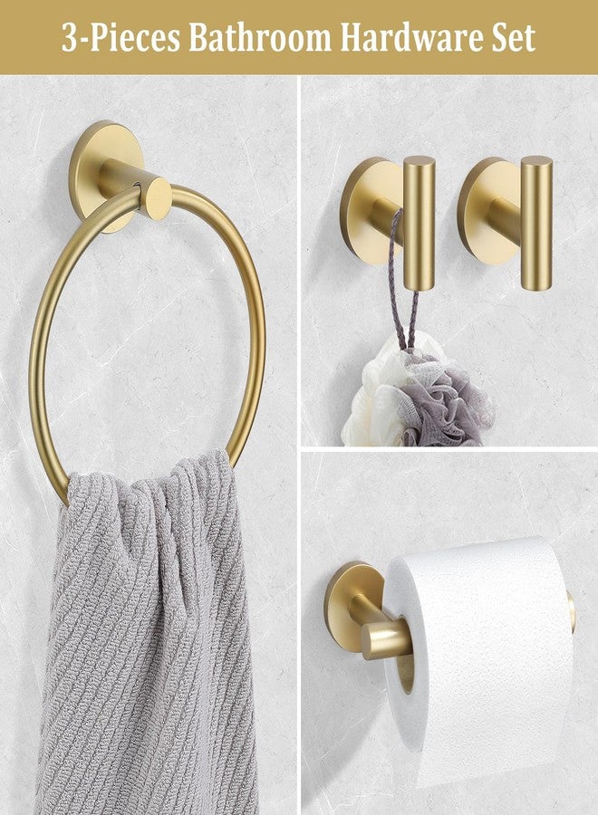 TURS Towel Ring Toilet Paper Holder Towel Hook 4-Pieces Brushed Gold SUS304 Stainless Steel Bathroom Accessories Kit Wall Mounted - Image 3