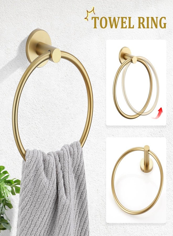 TURS Towel Ring Toilet Paper Holder Towel Hook 4-Pieces Brushed Gold SUS304 Stainless Steel Bathroom Accessories Kit Wall Mounted - Image 2