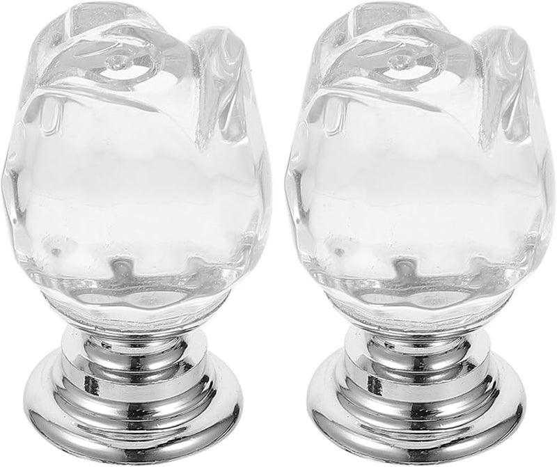 Vintage Floral Crystal Drawer Knobs 2pcs Single Hole Cabinet Pulls Rustic Furniture Handles - Image 1