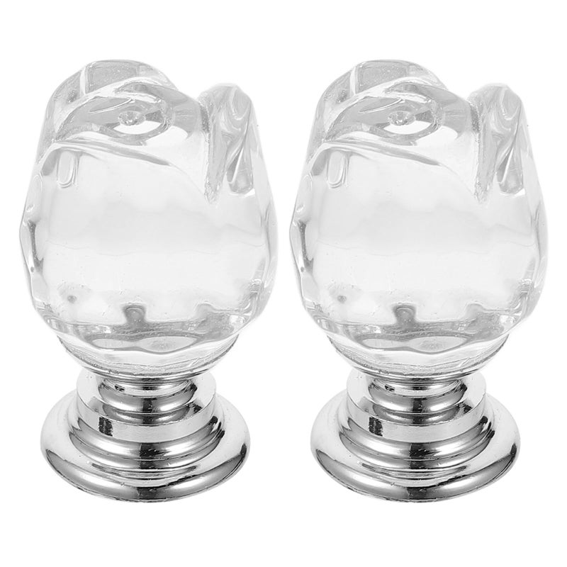 Vintage Floral Crystal Drawer Knobs 2pcs Single Hole Cabinet Pulls Rustic Furniture Handles - Image 2