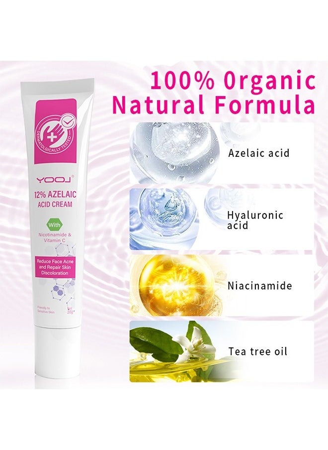 CARVENCHY - 12% Azelaic Acid Serum, Hyaluronic Acid,Niacinamide and Vitamin C for Redness Relief Face, Dark Spot, Rosacea Acne, Balance Excess Sebum,Brightening Face Skin Care Treatment 20g - Image 1