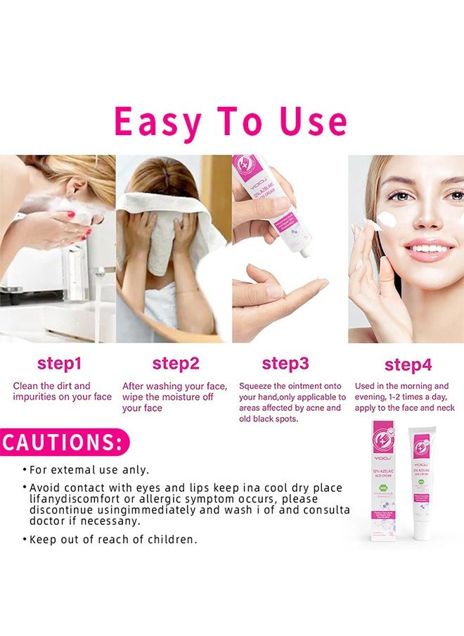 CARVENCHY - 12% Azelaic Acid Serum, Hyaluronic Acid,Niacinamide and Vitamin C for Redness Relief Face, Dark Spot, Rosacea Acne, Balance Excess Sebum,Brightening Face Skin Care Treatment 20g - Image 1