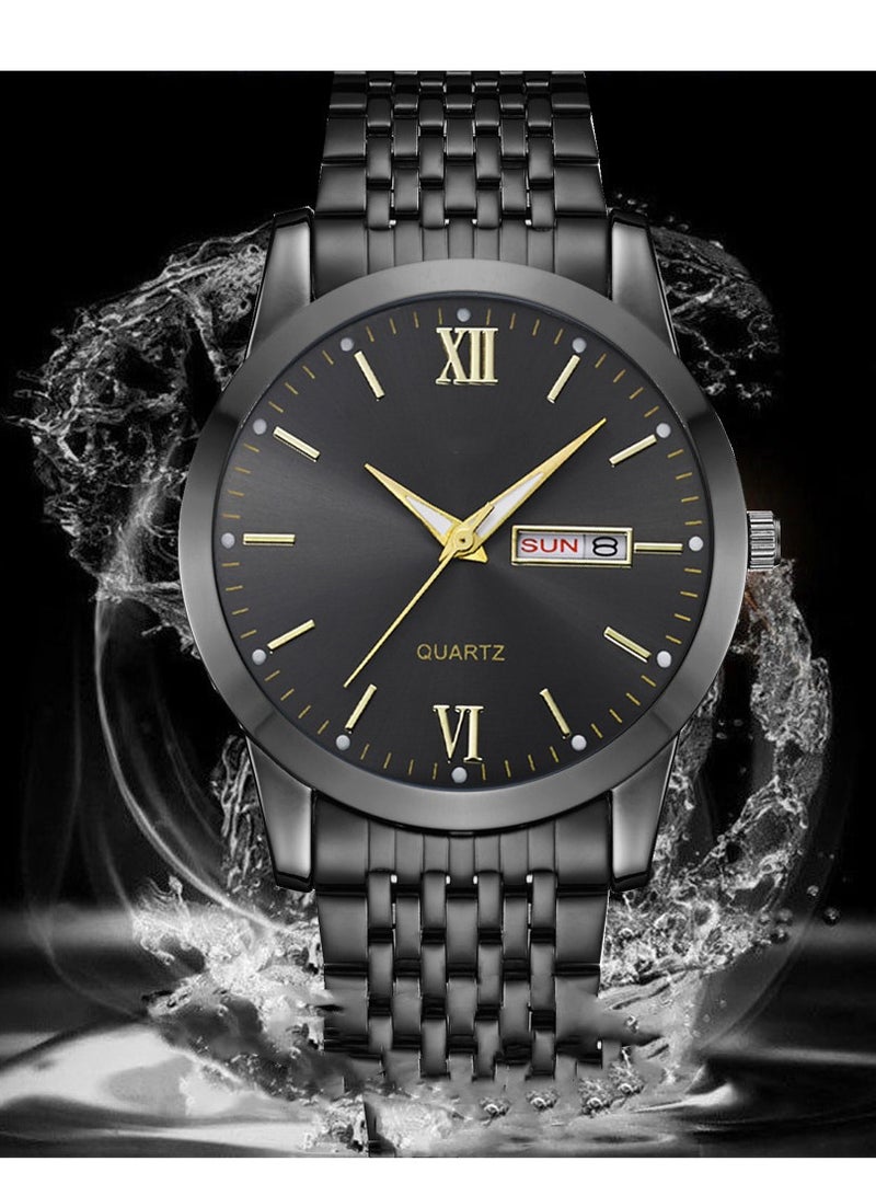 Fashion men's watch Youth watch Calendar Fashion Business durable watch high-end men's watch black  - Image 1