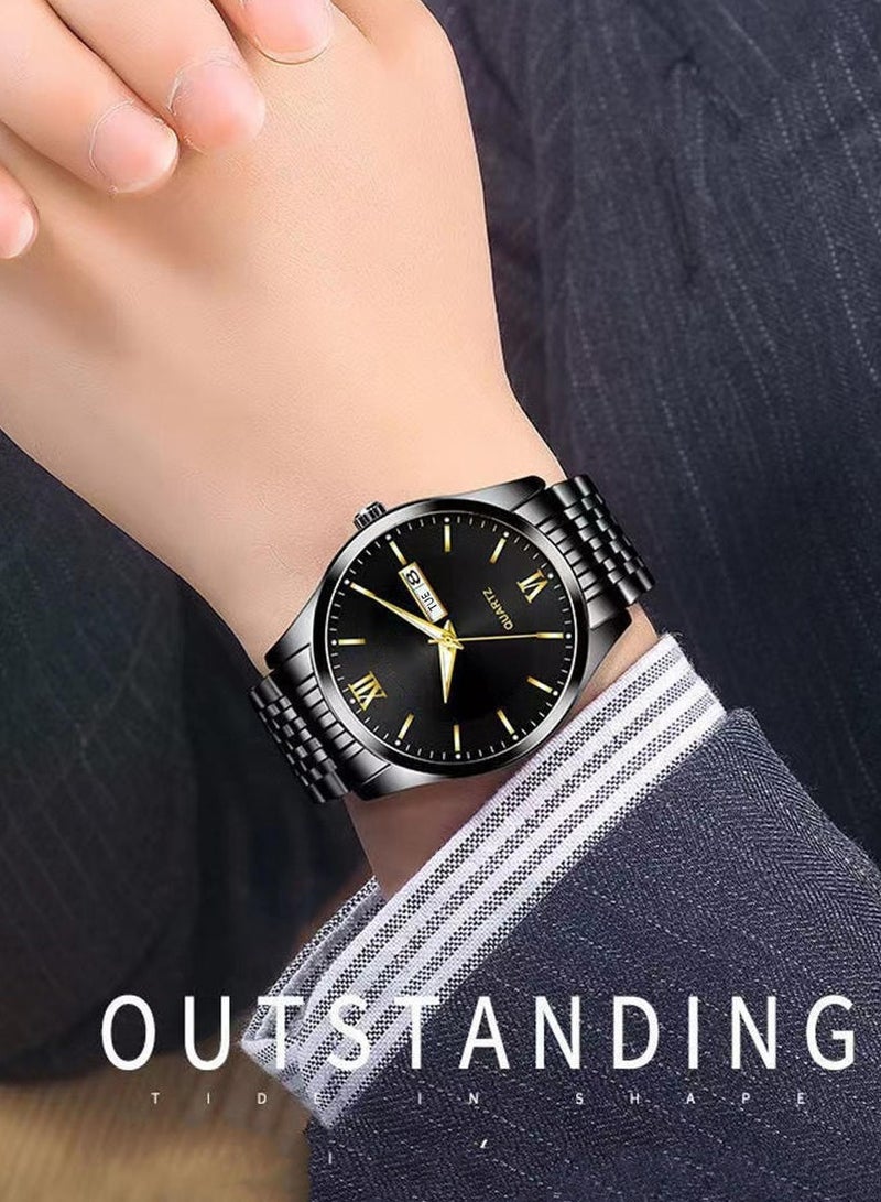 Fashion men's watch Youth watch Calendar Fashion Business durable watch high-end men's watch black  - Image 3