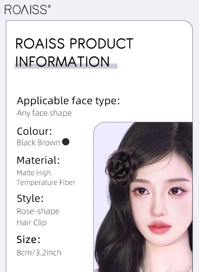 roaiss 2 Pcs Rose-shape Hair Clip, Mini Claw Clips Bun, Side Styling Headpieces, Women Girls Synthetic Hair Pieces, Suitable for Daily Use Party Role Playing, Hair Accessories - Image 2
