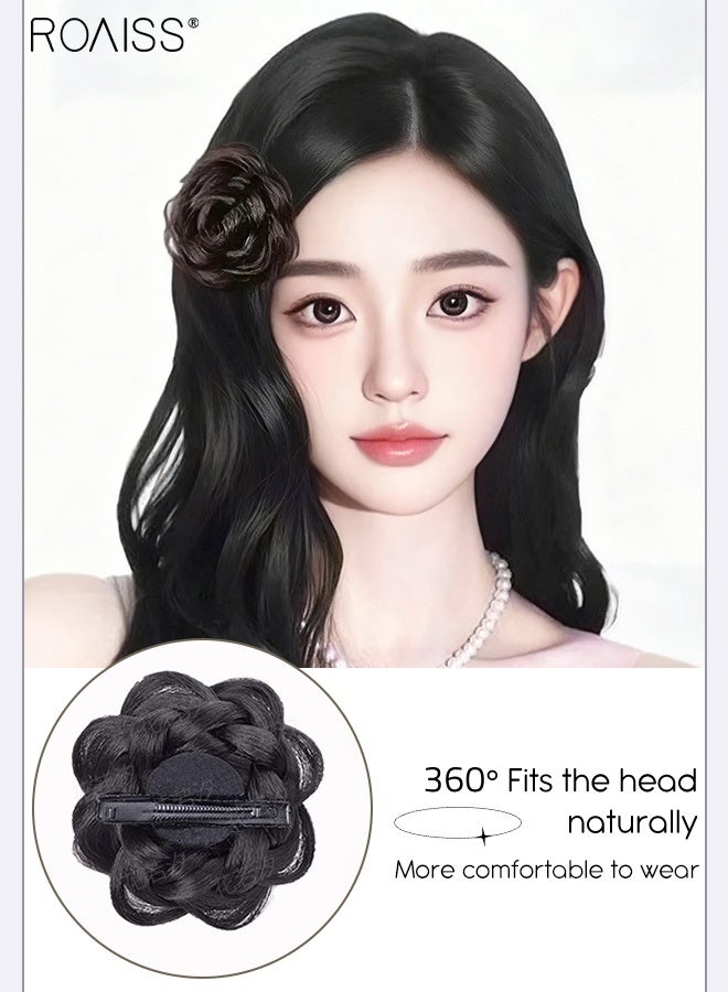 roaiss 2 Pcs Rose-shape Hair Clip, Mini Claw Clips Bun, Side Styling Headpieces, Women Girls Synthetic Hair Pieces, Suitable for Daily Use Party Role Playing, Hair Accessories - Image 3