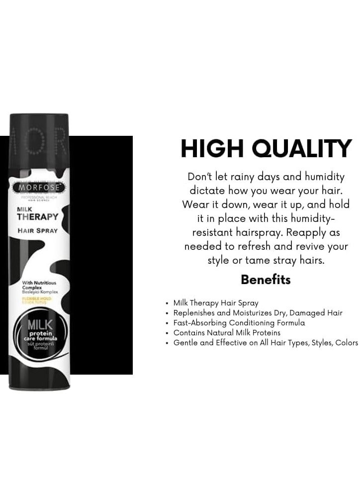 Morfose Milk Therapy Hair Spray 300ml - Nourishing Hold & Quick Dry Formula - Image 3
