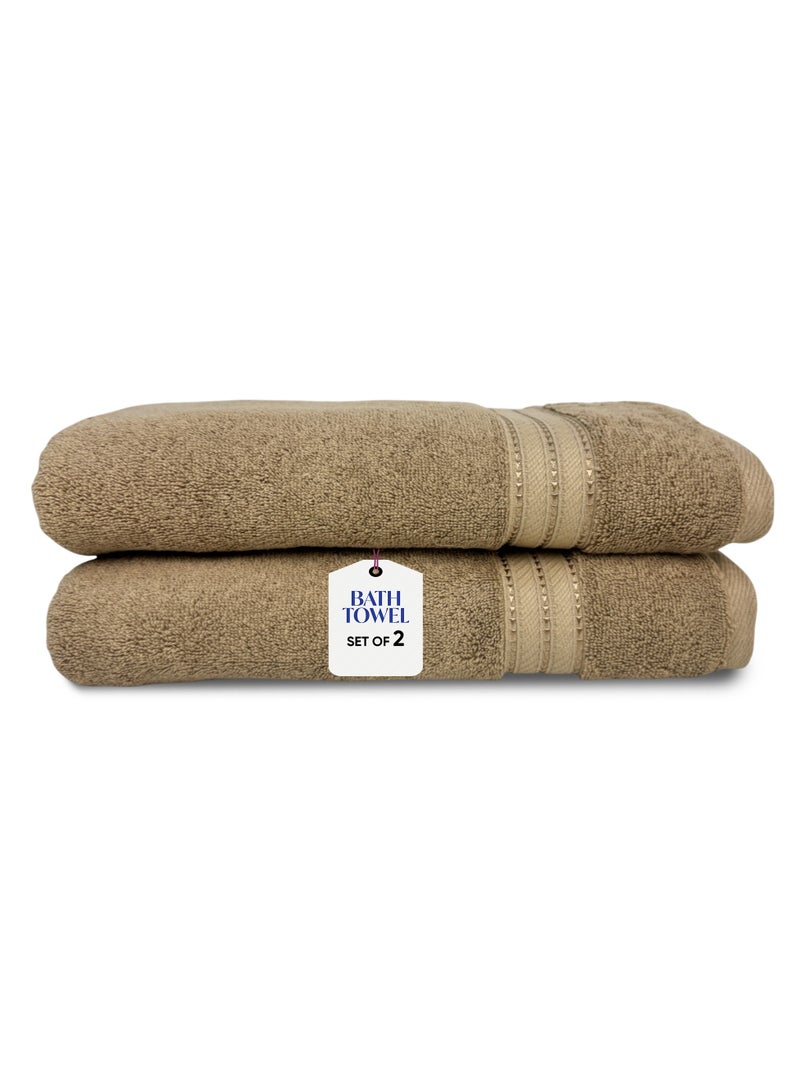 KASSINO Kassino Premium Bath Towels Set - (2 Pack, 70x140 cm), 580 GSM Bath Towel,100% Combed Cotton, Soft & Quick-Dry Towels for Bathroom, Highly Absorbent, Double Stitched Hotel Quality Towels | Beige  - Image 1