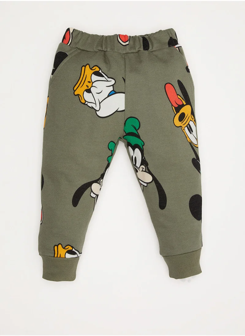 DeFacto Disney Mickey & Minnie Crew Neck Sweatshirt Elastic Waist Jogger Pants 2-Piece Set