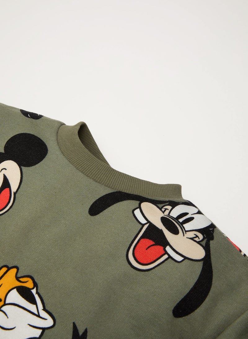 DeFacto Disney Mickey & Minnie Crew Neck Sweatshirt Elastic Waist Jogger Pants 2-Piece Set - Image 4