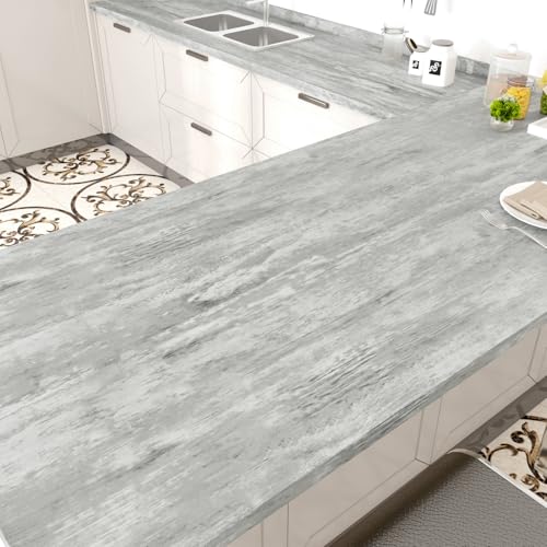 WESTICK Gray Wood Wallpaper Peel and Stick Wood Contact Paper for Countertops Grey Wooden Wallpaper Self Adhesive Wooden Grain Contact Paper for Cabinets Waterproof Vinyl Wrap 158 x 394