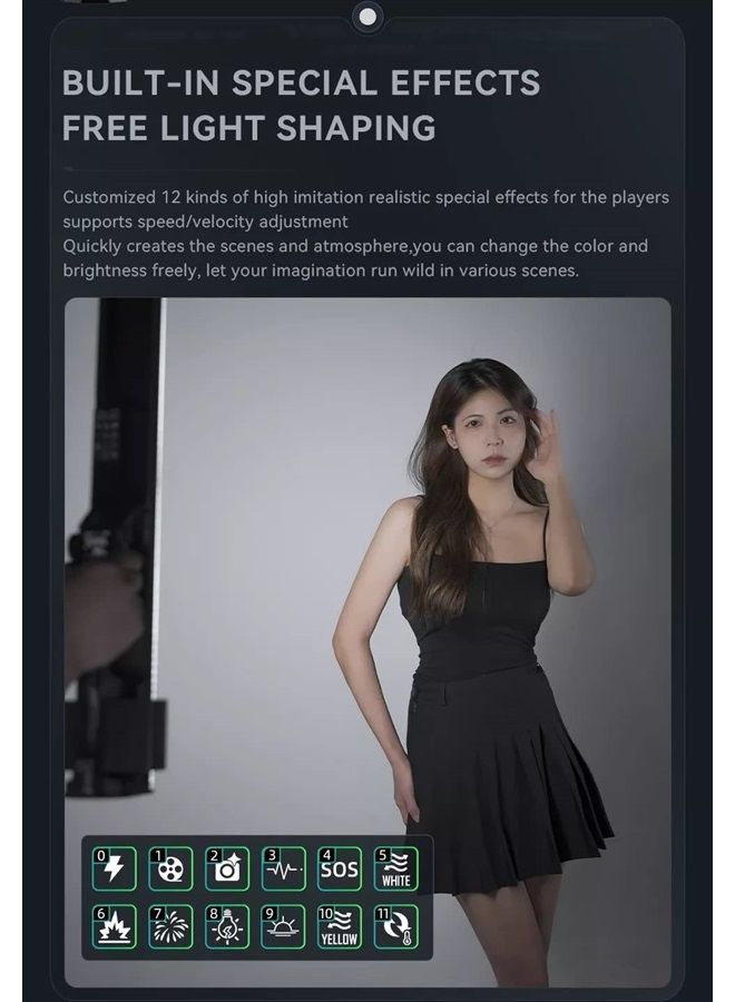 YONGNUO YN660S Handheld LED Video Light Wand Stick 60W CRI95 Adjustable 3200-5600K, 21430Lux@0.3m, 12 Light Effects for YouTube Video Recording, Studio Shooting, Live Streaming - Image 2