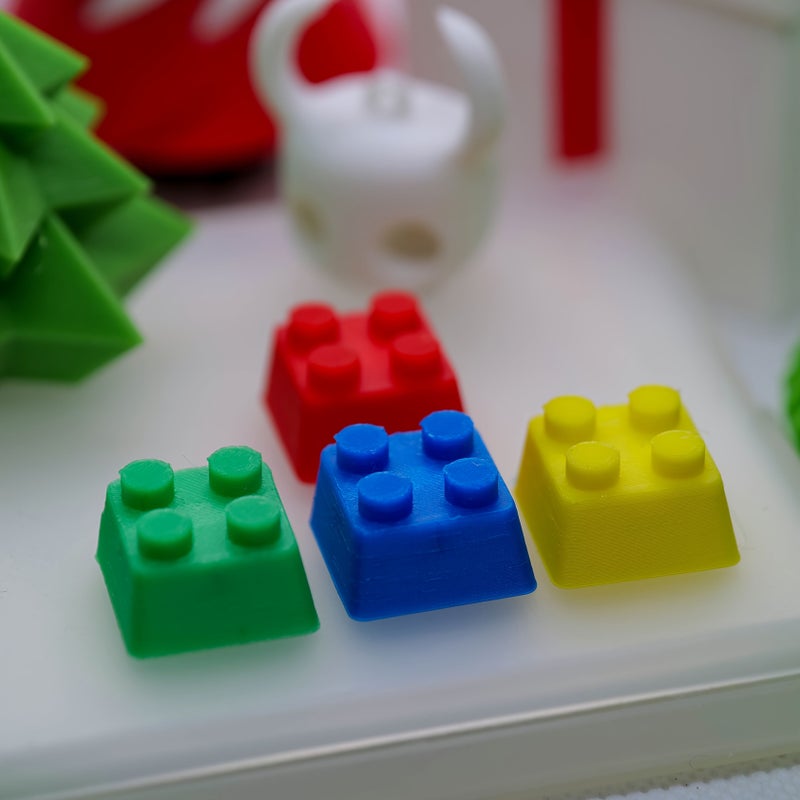 4pcs Colorful Green Building Block Keycaps 3D Modular Gaming Desk Accessory Mechanical Keyboard Extension Vibrant Colors - Image 3