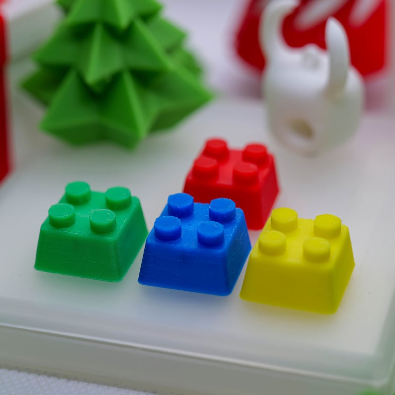 4pcs Colorful Green Building Block Keycaps 3D Modular Gaming Desk Accessory Mechanical Keyboard Extension Vibrant Colors - Image 4