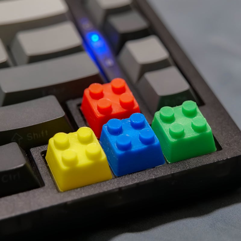 4pcs Colorful Green Building Block Keycaps 3D Modular Gaming Desk Accessory Mechanical Keyboard Extension Vibrant Colors - Image 1