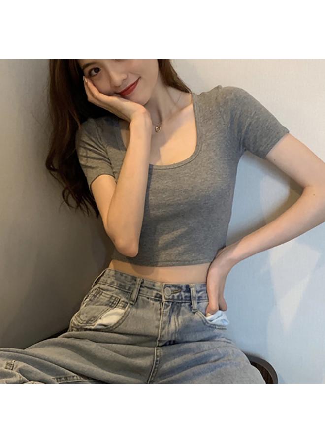 Undershirt Women's Summer New Short-sleeved T-shirt Women's Korean-style Slim-fit Slimming Navel Top Women's Clothes 