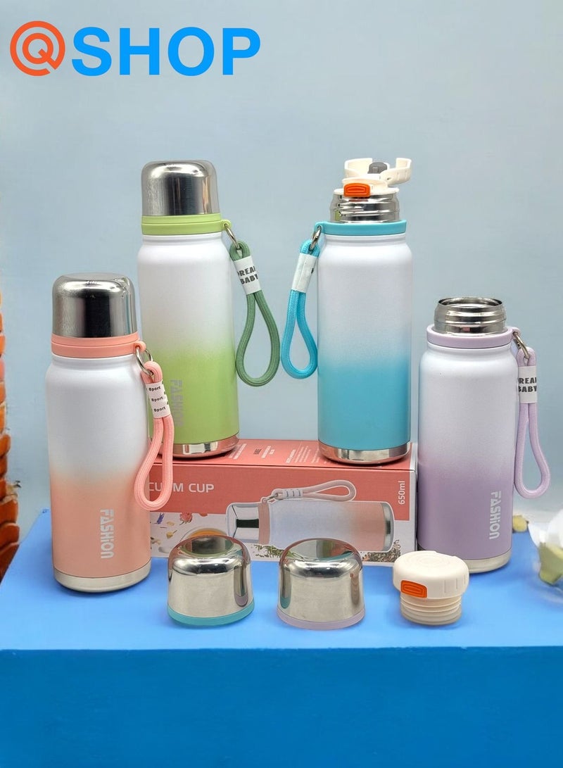 QSHOP Leak-proof 650ml thermal bottle keeps drinks at the perfect temperature throughout the day and is the perfect companion for hot and cold drinks. - Image 5