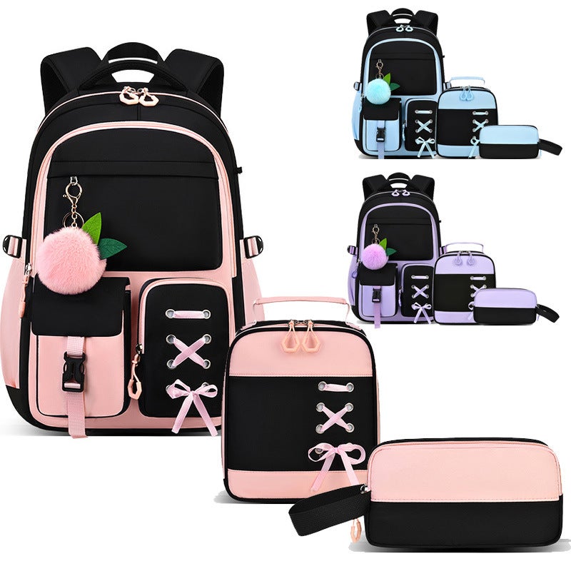 School Backpack 3-Piece Set for Girls, Large Capacity Lightweight Anti-Gravity Student Backpack - Image 1