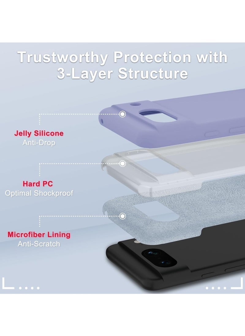 Raxoom Google Pixel 8a Case â€“ Silicone Phone Case with 1 Screen Protector, Soft Anti-Scratch Microfiber Lining, Full Body Shockproof Slim Cover, Supports Wireless Charging, Lavender Purple - Image 3