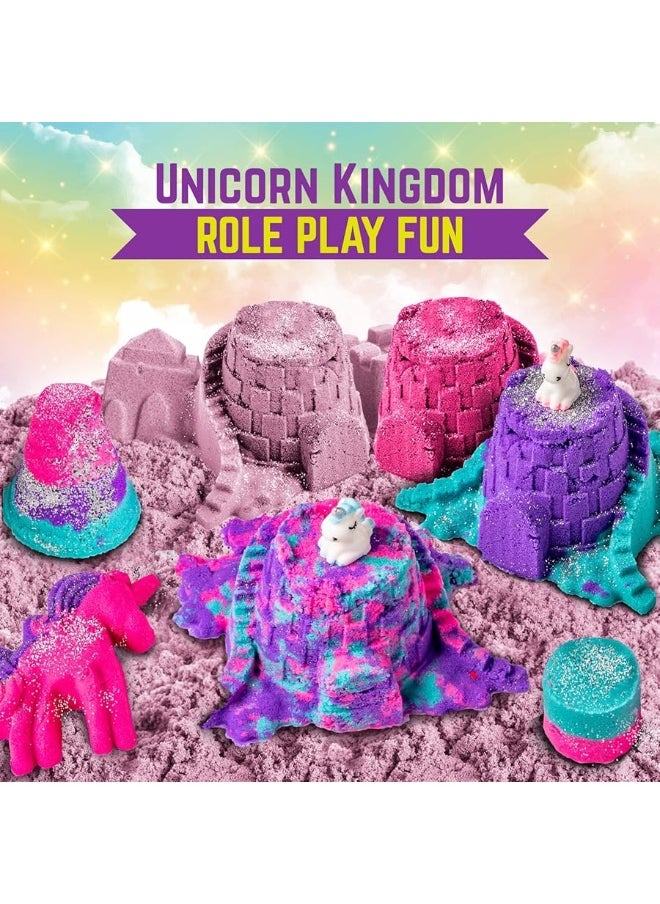 GirlZone GirlZone Unicorn Sensory Bin Kingdom Sand Art Kit, 2lbs Moldable Colored Sand, 7 Tools for Kids, Rainbow Sand, Imaginative Playtime, Sensory Fun, Ideal Easter Gifts for Girls  - Image 1