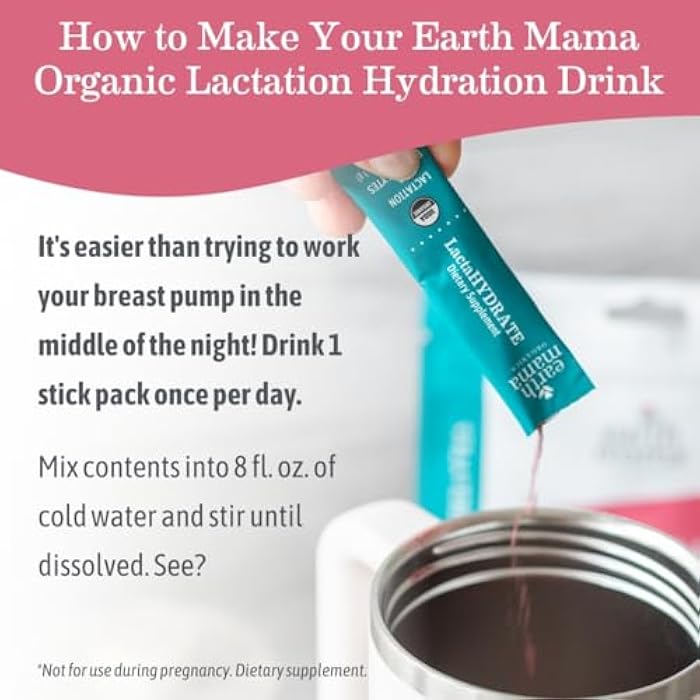 Earth Mama مشروب هيدرات لاكتاهايدرات العضوي من إيرث ماما - 3.35 أونصة - معتمد عضوي من أوريغون تيلث مشروب إلكتروليت بالأعشاب - يدعم إمداد حليب الثدي للأمهات المرضعات والمضخات - Image 5