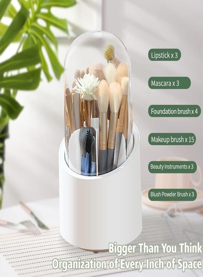 JAPTI Cosmetic Makeup Brush Storage Holder 360° Rotating Dust-proof Organiser Lipstick Pen Storage Box Stand for Dressing Table(1pcs/multi color) - Image 5