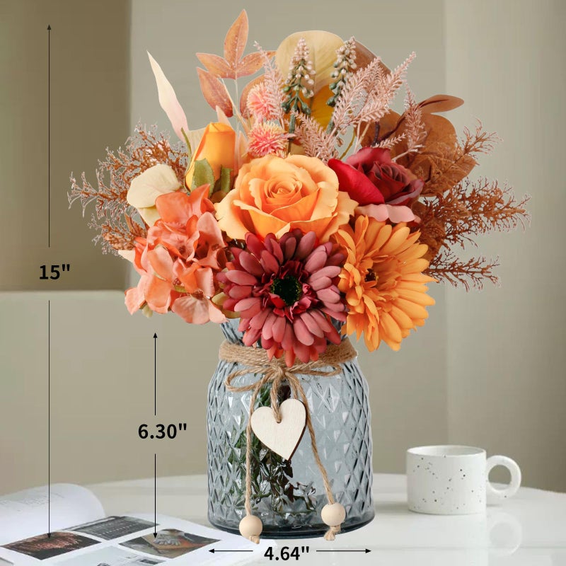 Leftover Fake Fall Flowers in Vase,Fall Silk Flower Arrangements,Fall Centerpieces for Tables,Faux Flowers for Vase,Artificial Flowers for Autumn Decor,Home Decor Living Room - Image 3