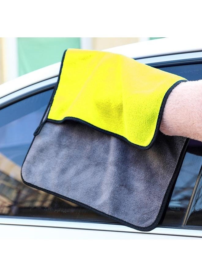 Generic Pack Of 3 Car Drying Microfiber Towel-Yellow+Blue+Green-30*40cm-Microfiber Cleaning Cloth for Car,Thick Micro Fiber Towel Dish  - Image 2