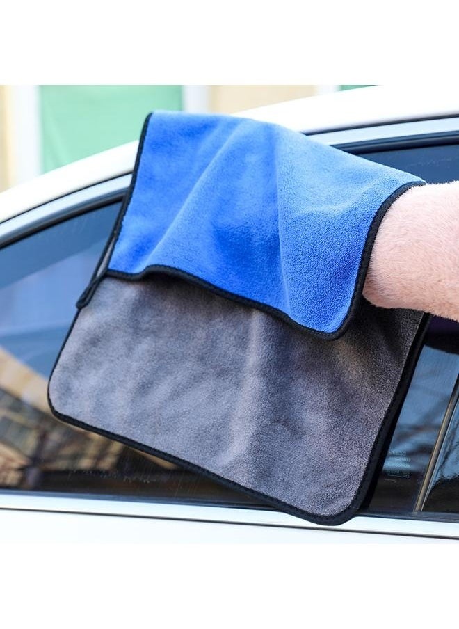 Generic Pack Of 3 Car Drying Microfiber Towel-Yellow+Blue+Green-30*40cm-Microfiber Cleaning Cloth for Car,Thick Micro Fiber Towel Dish  - Image 3