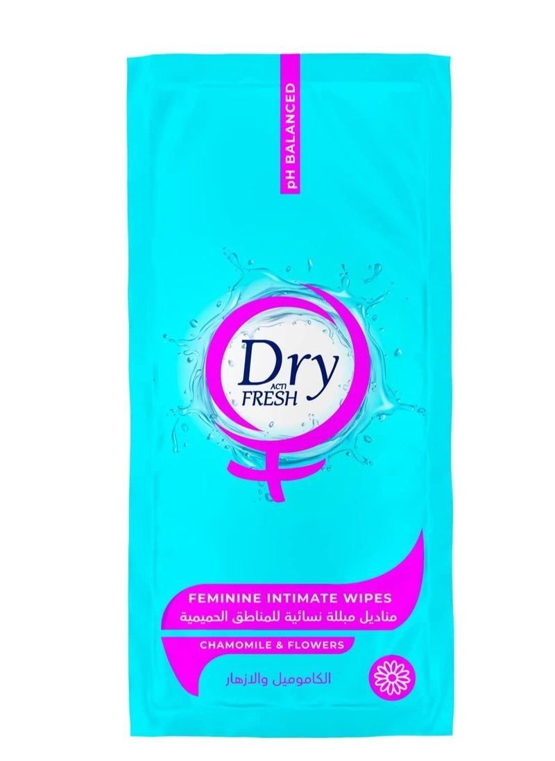 Dry Fresh Feminine Intimate Wipes, FLOWERS, 20 Single Wipes