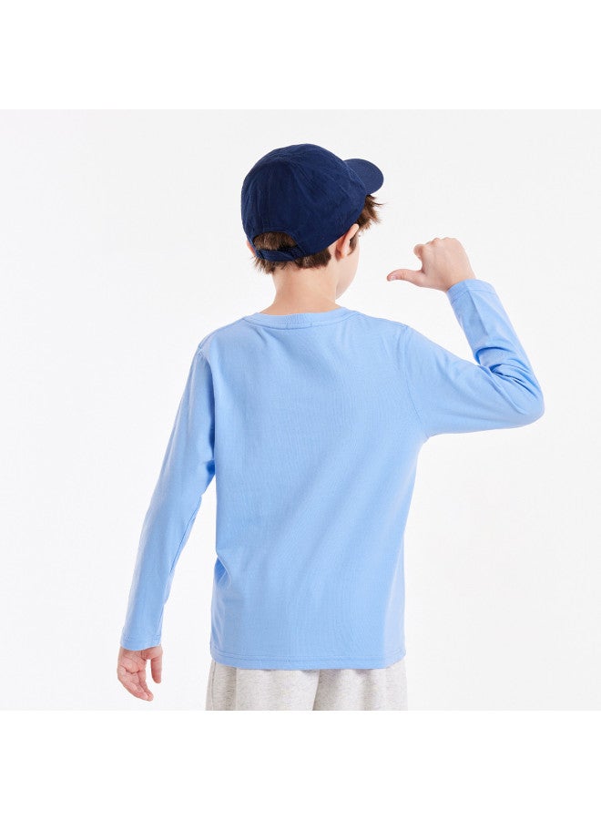 Badibadi Comfortable Cotton Base Layer】25 Years Spring And Autumn New Boys' T-shirt, Round Neck Long Sleeve With Print, Soft And Skin-friendly Comfort - Image 5