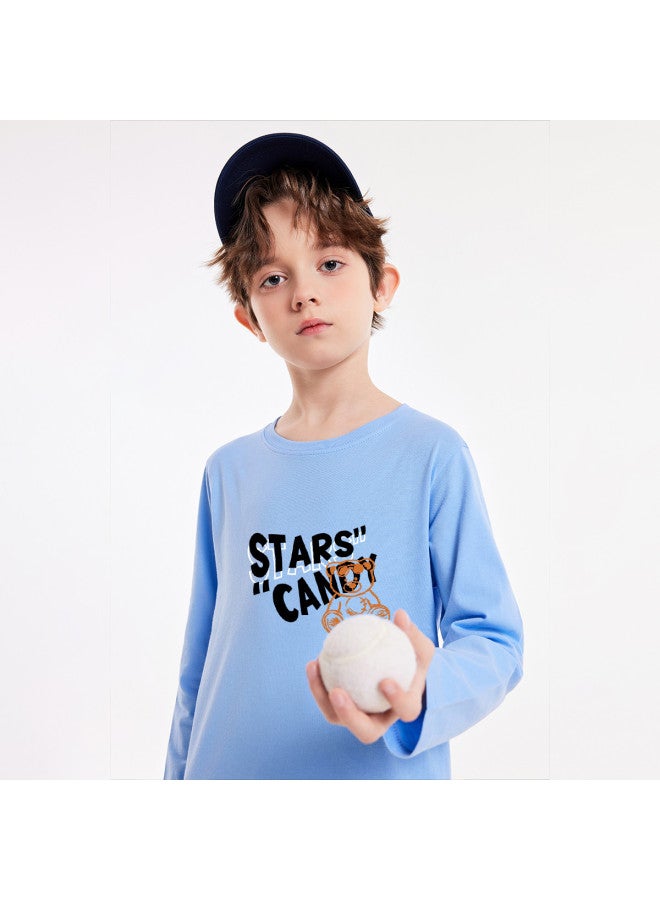 Badibadi Comfortable Cotton Base Layer】25 Years Spring And Autumn New Boys' T-shirt, Round Neck Long Sleeve With Print, Soft And Skin-friendly Comfort - Image 3