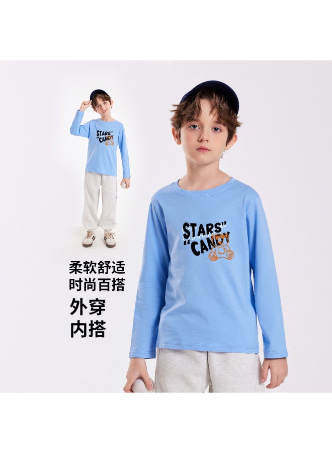 Badibadi Comfortable Cotton Base Layer】25 Years Spring And Autumn New Boys' T-shirt, Round Neck Long Sleeve With Print, Soft And Skin-friendly Comfort - Image 2