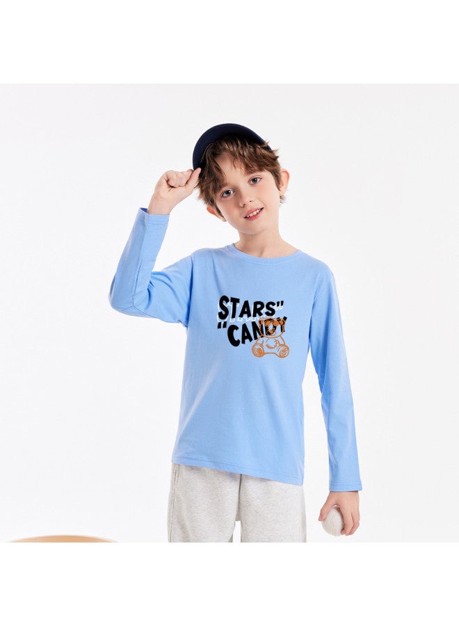 Badibadi Comfortable Cotton Base Layer】25 Years Spring And Autumn New Boys' T-shirt, Round Neck Long Sleeve With Print, Soft And Skin-friendly Comfort - Image 4