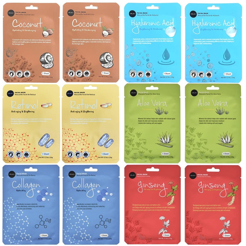 Celavi Collagen Face Sheet Mask KBeauty Korea Skin Care Moisturizing New D Type 12 Sheets