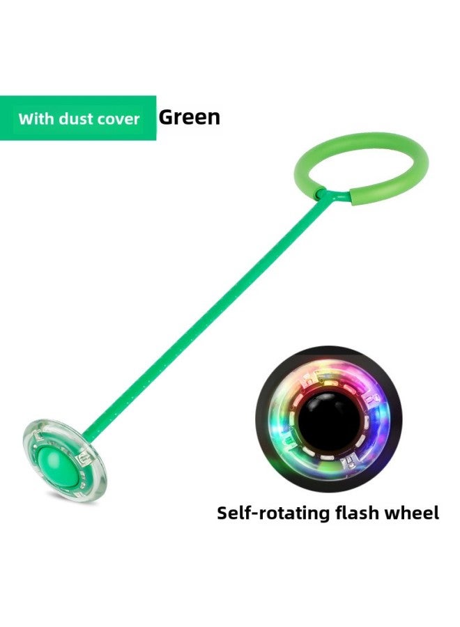 Anklet Luminous Jumping Ball Set Foot Swing Ring Rotating Kidsren's One-leg Swing Leg Ball Flash Bouncing Ball Hula Hoop On The Feet-Color:Green Flash Jump (with Dust Cover)  - Image 1