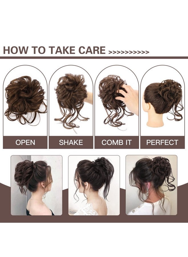 HMD مجموعة 5 قطع من إكسسوارات الشعر المربوط الفوضوي للنساء مع رباط مطاطي (بني داكن) - Image 4