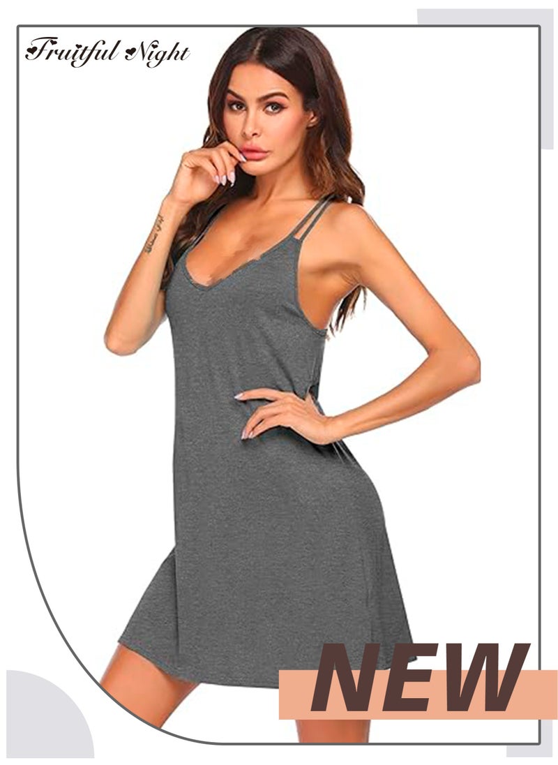 Fruitful Night - Women's V Neck Sleeveless Nightgown - Image 1