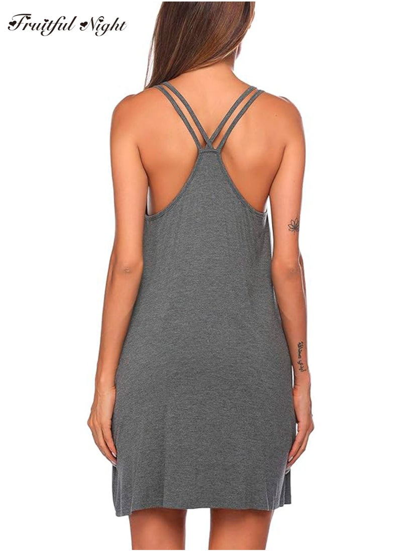 Fruitful Night - Women's V Neck Sleeveless Nightgown - Image 1