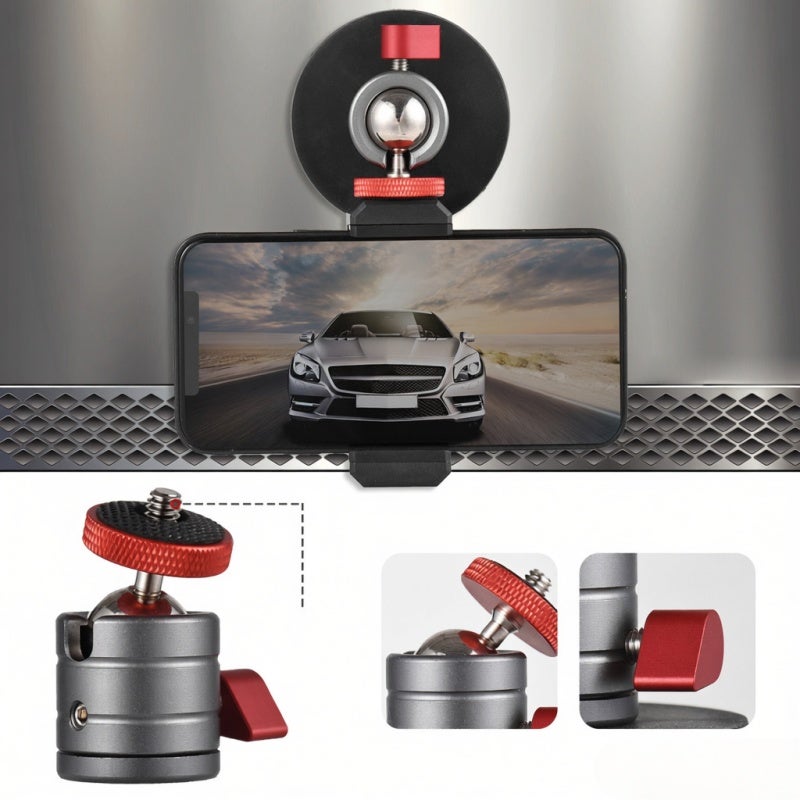 ANDOER Mini Ball Head 360° Rotatable Ballhead Tripod Mount Aluminum Alloy with Magnetic Base Phone Holder Replacement for iPhone 14/13/12/11 Huawei Samsung Smartphone - Image 4