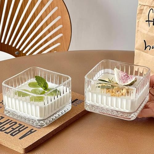 bellemax Glass Serving Deep Squer Bowls 4 Inch Set of 6 for Kitchen,Salads Bowls, Dipping Bowls, Serving Bowl for Snack, Spices, Dipping, Creams, Salads, Dessert, Rice, Microwave Safe (BX-05) - Image 1