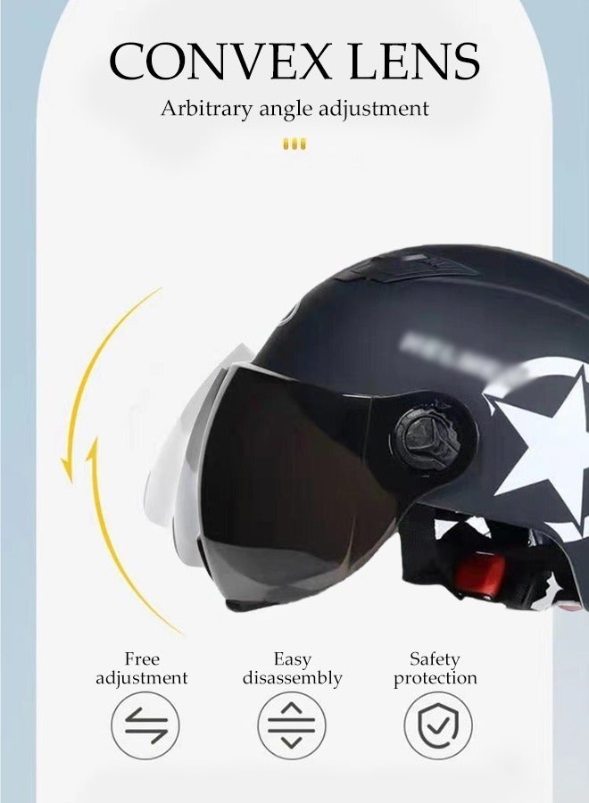 خوذة دراجة نارية، خوذة سكوتر مع نظارات أمان، خوذة موبايد للكبار، المراهقين، الرجال، النساء (أسود) - Image 4