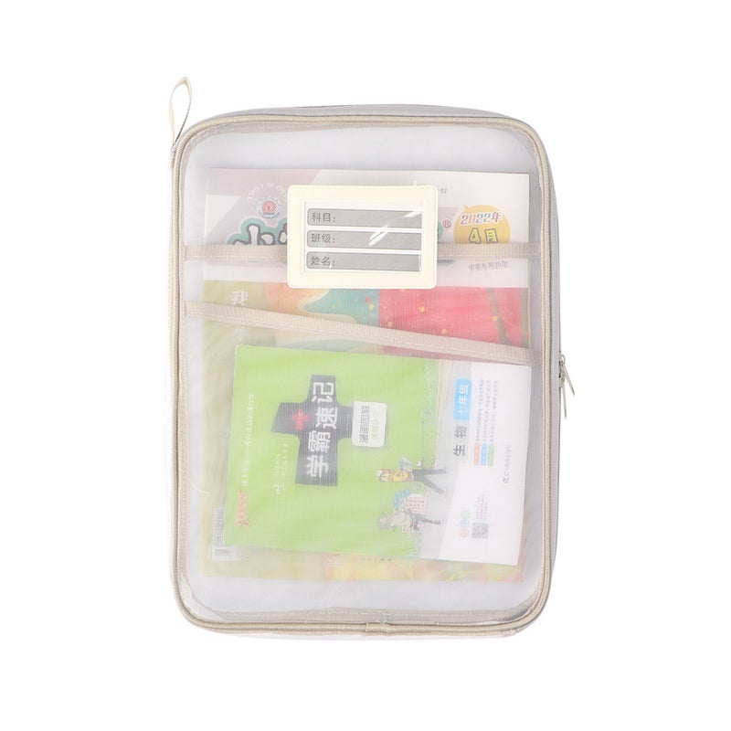 L-Shaped Large Opening Subject Bag Classification Multi-Layer Mesh File Zipper Student Bag Exam Tutoring Homework - Image 5