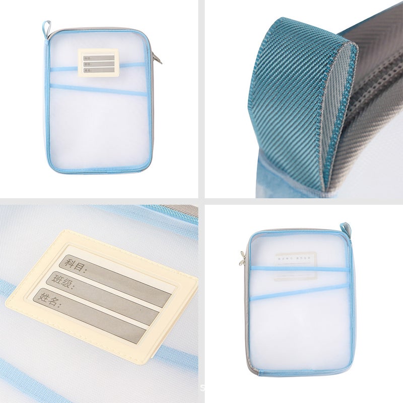 L-Shaped Large Opening Subject Bag Classification Multi-Layer Mesh File Zipper Student Bag Exam Tutoring Homework - Image 3