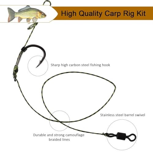 Dovesun 41PCS/151PCS Carp Fishing Hair Rigs Baits Carp Rigs Kit Fishing Equipment Accessories Size #6/#4/#2 - Image 2