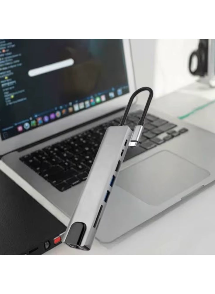 Pixel Essentials USB-C Hub 8-in-1 – HDMI 4K, USB-C PD, USB 3.0, SD/TF Card Reader, Ethernet RJ45, Aluminum Body, Compatible with MacBook, iPad, Laptop - Image 5