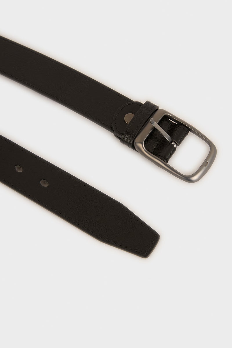DeFacto Black Man Man Oval Buckle Faux Leather Casual - Image 3