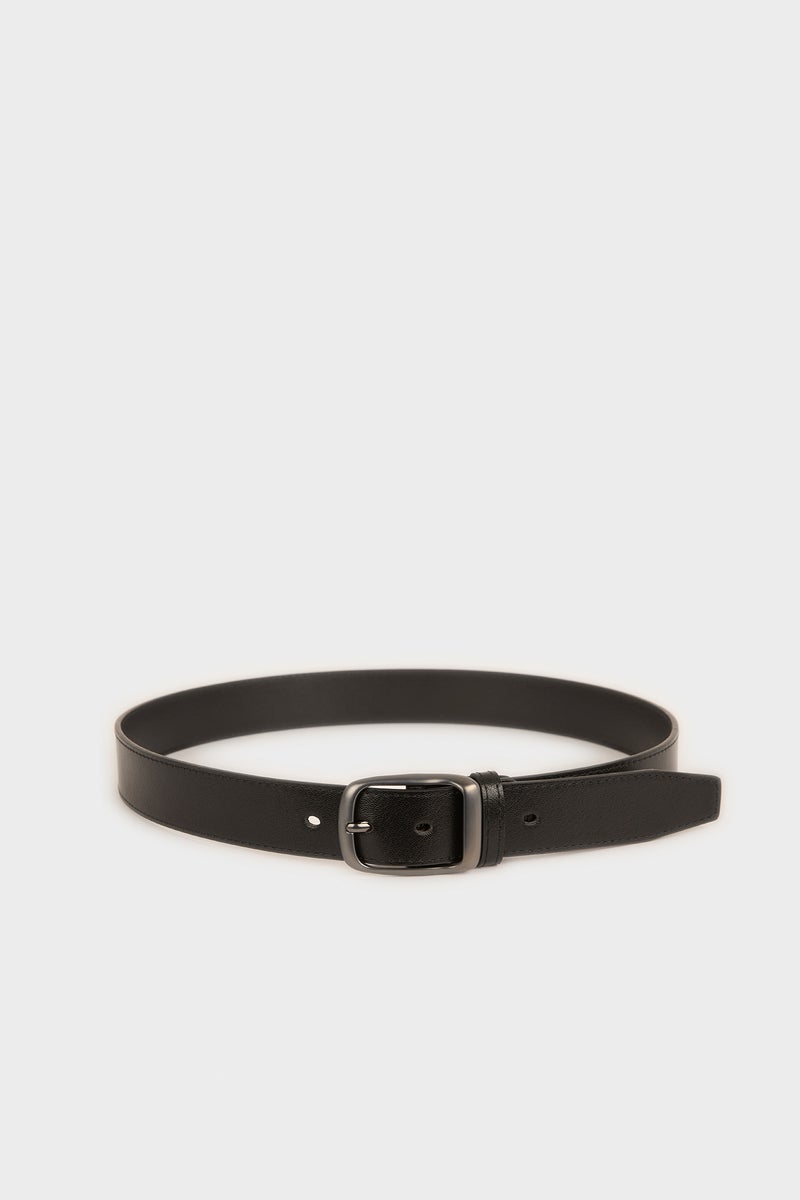 DeFacto Black Man Man Oval Buckle Faux Leather Casual - Image 1