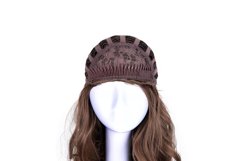 Onedor 23" Curly Hair Women Ladies 3/4 Half Wig Premium Japanese Synthetic fibers Wigs with Secured Mesh Head Cap (10) - Image 4