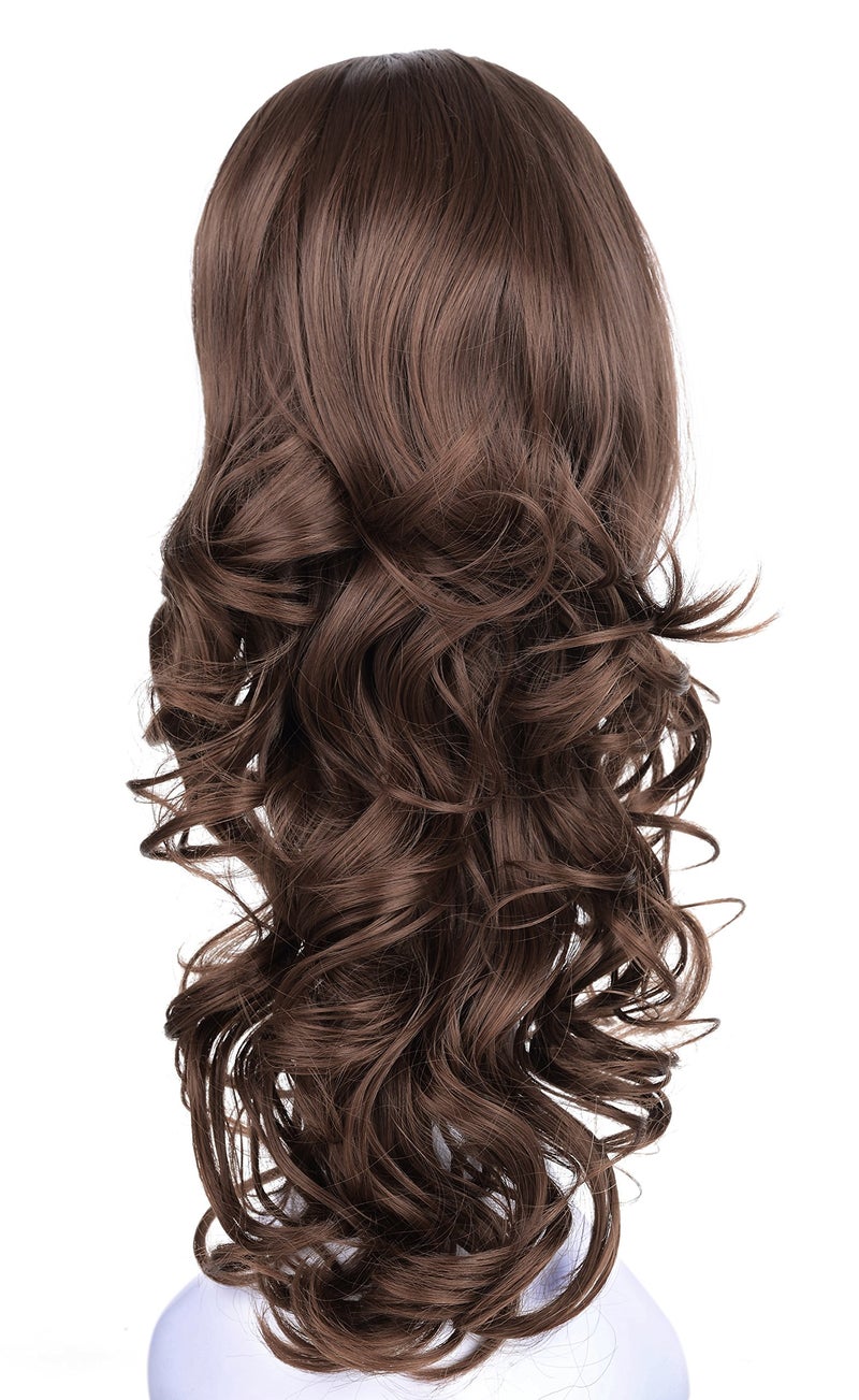 Onedor 23" Curly Hair Women Ladies 3/4 Half Wig Premium Japanese Synthetic fibers Wigs with Secured Mesh Head Cap (10) - Image 1